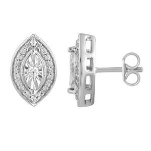 1/5CT TW DIAMOND MARQUISE CLUSTER STUD EARRINGS IN STERLING SILVER